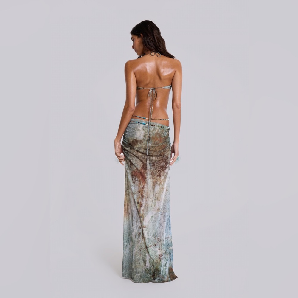 NWT Multi Colored Plunge Maxi Dress - Picture 4 of 8